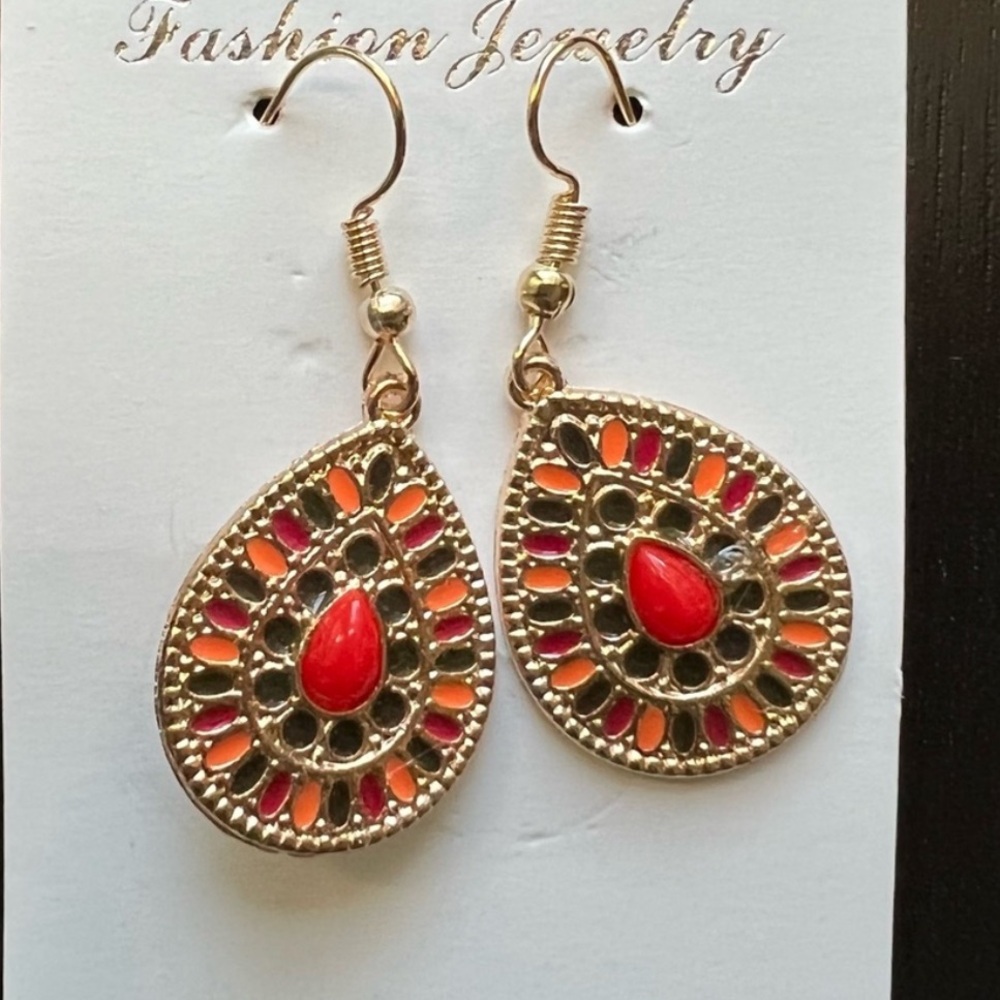 NWT Boho Style Mosaic Beaded Earrings